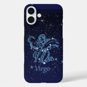 Coque Pour iPhone 16 Plus Symbole Virgo Constellation et Zodiac avec étoiles