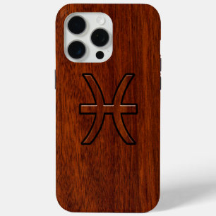 Coque Case-Mate iPhone Symbole zioaque Pisces Symbole Brown en bois d'aca