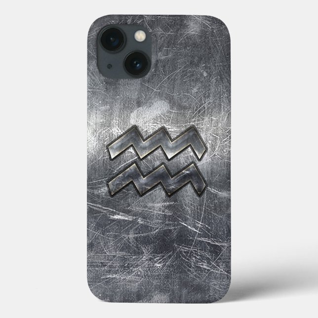 Coques Case-Mate iPhone SYMBOLE Zodiaque Aquarius Acier en argent désorgan (Verso)
