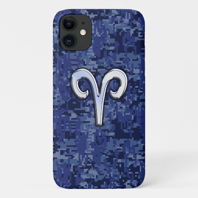 Coques Case-Mate iPhone SYMBOLE Zodiaque Aries Camouflage numérique bleu (Dos)