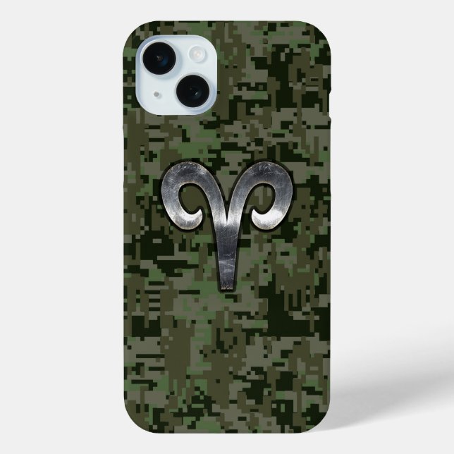 Coques Case-Mate iPhone SYMBOLE Zodiaque Aries Camouflage numérique Woodla (Verso)