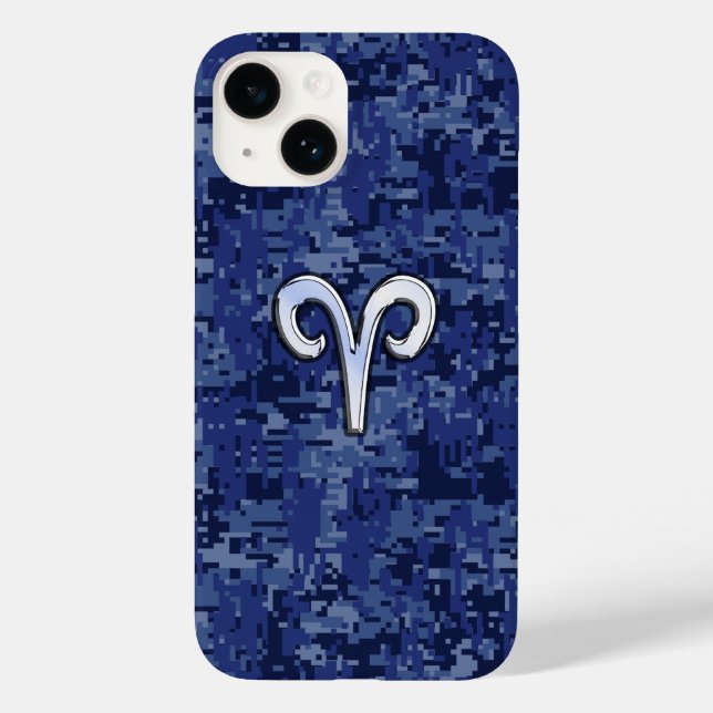 Coques Case-Mate iPhone SYMBOLE Zodiaque Aries sur la Camo Bleue Marine (Verso)
