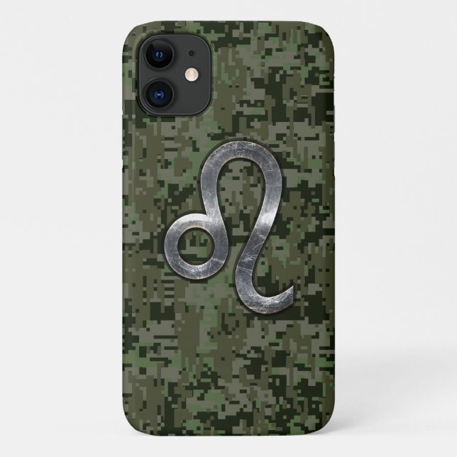 Coques Case-Mate iPhone SYMBOLE Zodiaque Léo Camouflage numérique vert (Dos)