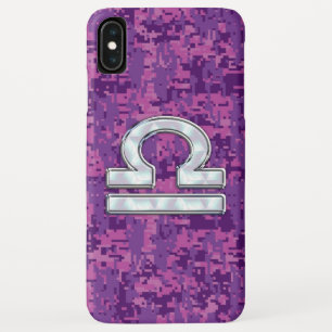 Coques Pour iPhone SYMBOLE Zodiaque Libra Camo numérique rose Fuchsia
