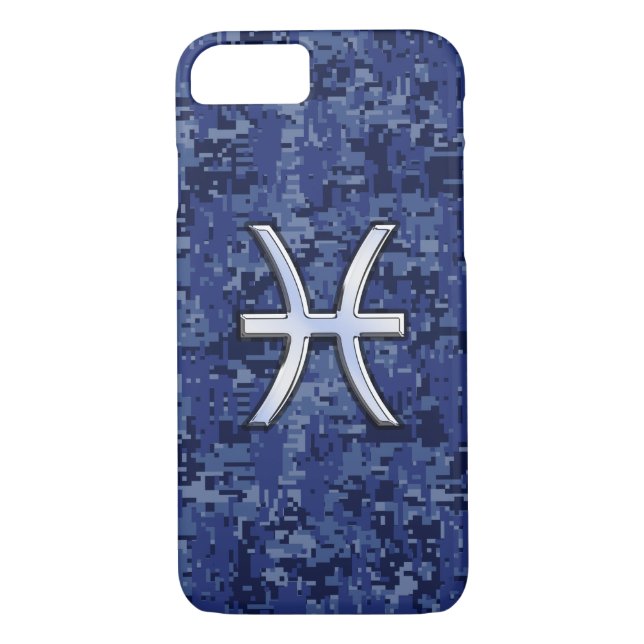 Coques Case-Mate iPhone Symbole zodiaque Pisces Camouflage numérique bleu  (Dos)