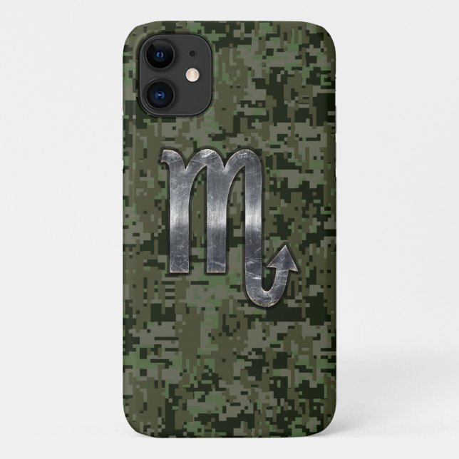 Coques Case-Mate iPhone SYMBOLE Zodiaque Scorpio Camo numérique vert olive (Dos)