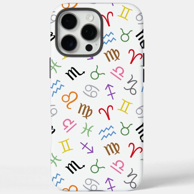 Coques Case-Mate iPhone Symboles des signes d'astrologie Couleur Motif+Bla (Verso)