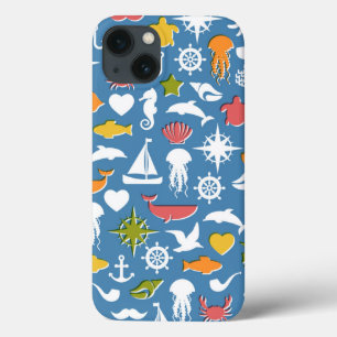 iPhone 13 Case Symboles maritimes Motif