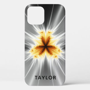 Case-Mate iPhone Case Symétrie Fractale Gris Orange Moderne Avec Nom