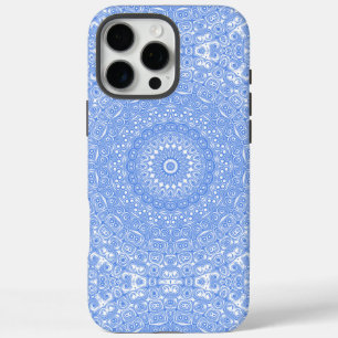 Coque iPhone 16 Pro Max Symétrie Mandala Bleu Barbeau