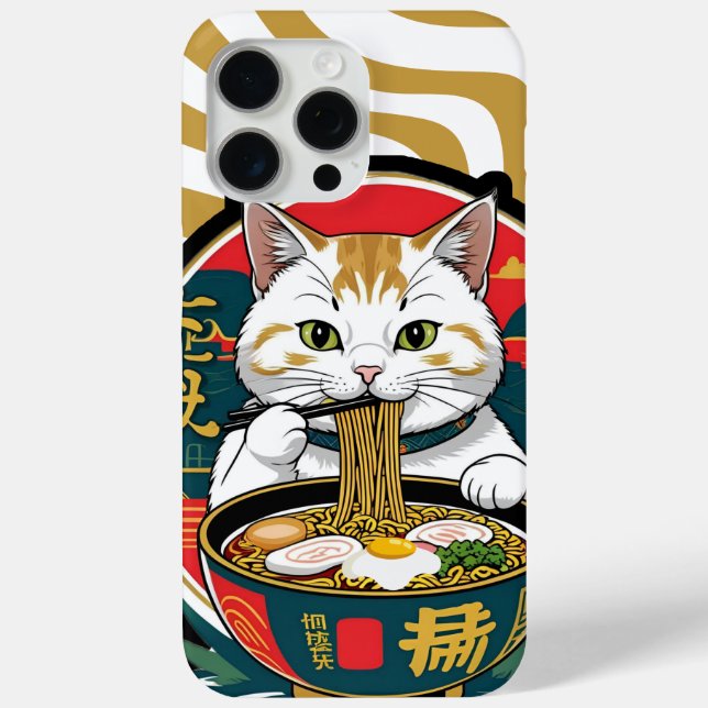 Coques Case-Mate iPhone Sympa Chat Lucky Manger Ramen Bowl Illustration (Verso)