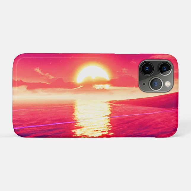 Coques Case-Mate iPhone Synthwave numérique Sunset Sea Reflection (Dos (Horizontal))
