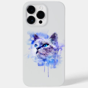 Coque Case-Mate iPhone T-shirt à visage de chat en aquarelle vibrante