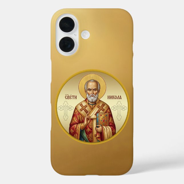 Coques Case-Mate iPhone T-Shirt avec icône orthodoxe de Saint Nicolas (Verso)
