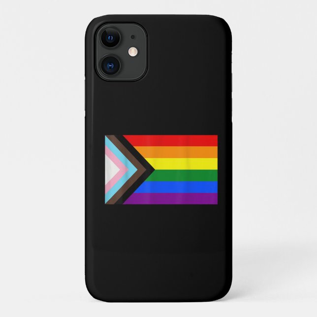 Coques Case-Mate iPhone T-shirt LGBT Flag de la fierté de progrès (Dos)