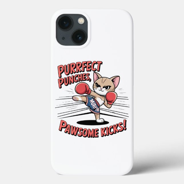 Coques Case-Mate iPhone T-shirt Muay Thai Boxing Cute Anime Cat (Verso)