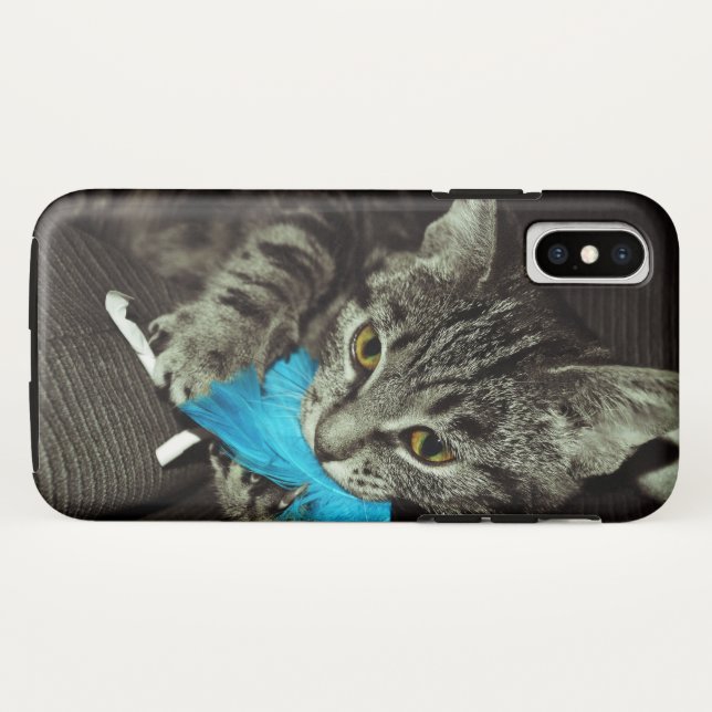 Coques Case-Mate iPhone Tabby Cat avec plume par Shirley Taylor (Dos (Horizontal))