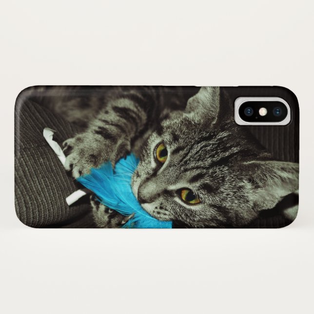 Coques Case-Mate iPhone Tabby Cat avec plume par Shirley Taylor (Dos (Horizontal))