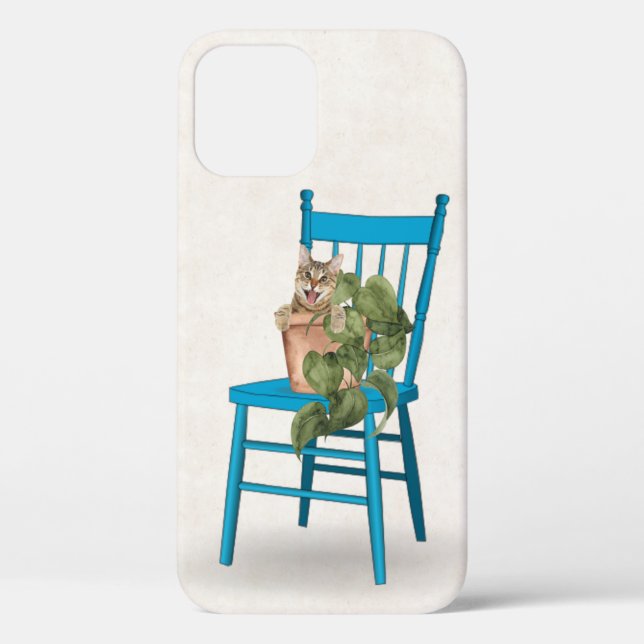 Coques Case-Mate iPhone Tabby Cat en Plante pointillé (Verso)