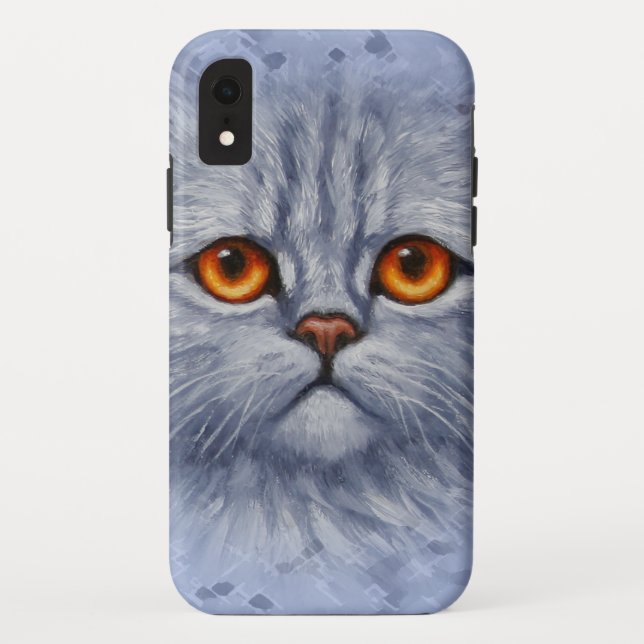 Coques Case-Mate iPhone Tabby Gris Fluffé Chat Kitten Face (Dos)