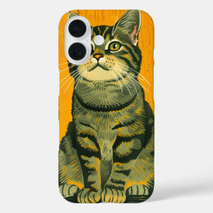 Coque Pour iPhone 16 Tabby gris rayé minimaliste