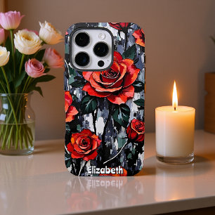Coque iPhone 16 Pro Tableau classique de bouquet de rose rouge