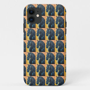Coque iPhone 11 Tableau de Cheval Noir