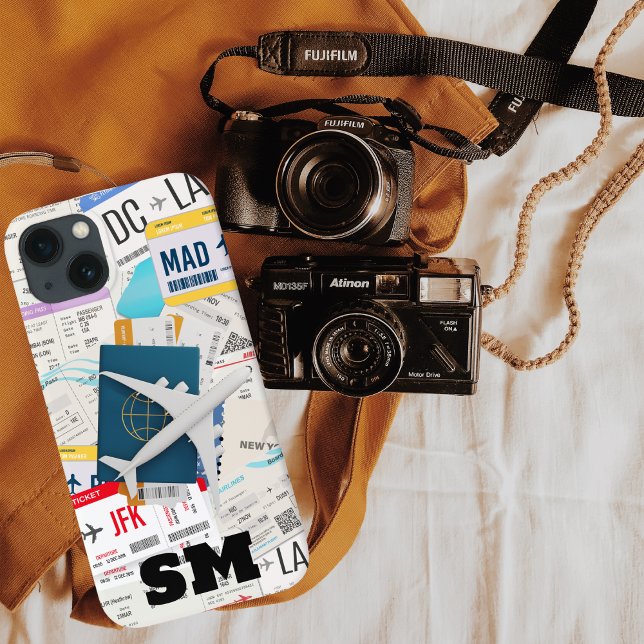 Coques Case-Mate iPhone Tableau Monogramme Carte d'embarquement, Collage d (Créateur téléchargé)