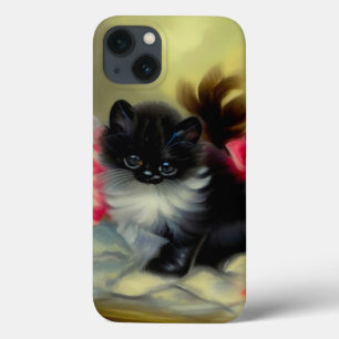 Case-Mate iPhone Case Tableau vintage de chaton noir et blanc