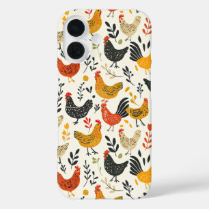 Coque Pour iPhone 16 Tableaux et poulets Illustration simple Imprimer