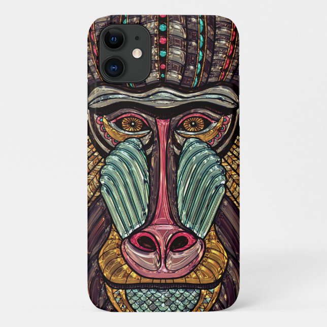 Coques Case-Mate iPhone Tabouret en verre vissé babouin art animal africai (Dos)