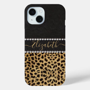 Coque Case-Mate iPhone Tache de léopard Strass Diamants Monogramme PHOTO