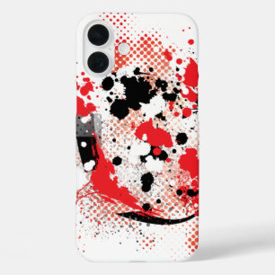 Coque Pour iPhone 16 Plus Tache de peinture rouge, blanche et noire abstrait