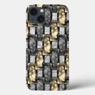 Case-Mate iPhone Case Tache dorée et grise, pièces rectangulaires sculpt