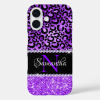 Taches de léopard noir et violet Glam Monogramme