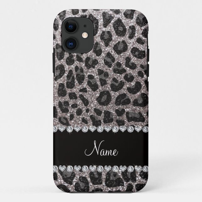 Coques Case-Mate iPhone Taches léopards de parties scintillant argentée (Dos)
