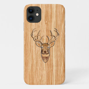 Coque Case-Mate iPhone Tail blanche Tête de cerf clair Graisse de bois