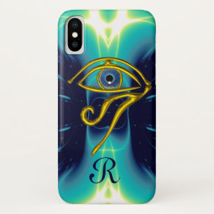 Coque Case-Mate iPhone TALISMAN BLEU MONOGRAMME Bleu sarcelle, blanc tur