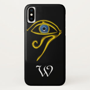 Coque Case-Mate Pour iPhone TALISMAN BLEU, MONOGRAMME DE L'ŒIL D'HORUS ; noir
