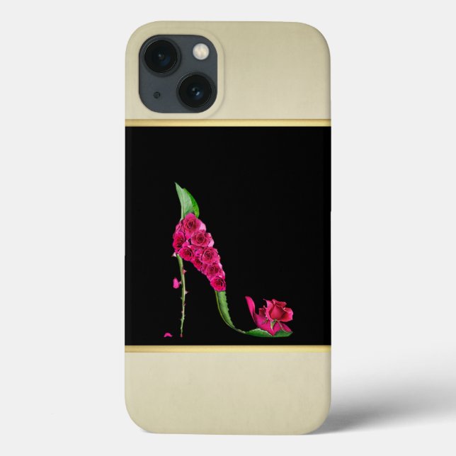 Coques Case-Mate iPhone Talons Fleur Élégants Modernes Féminins, Noir, Crè (Verso)