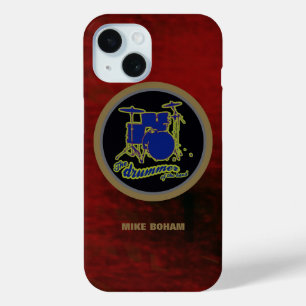Coque Pour iPhone 15 tambour bleu arrière - plan rouge