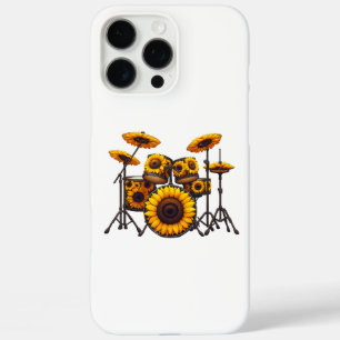 Coque iPhone 16 Pro Max Tambours Tournesol Fleur Musicien Musique Floral