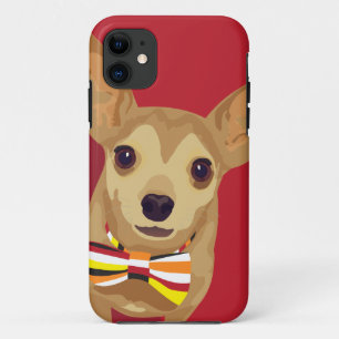 Coque Case-Mate iPhone Tan Chihuahua avec cravate arc dans un coeur rouge