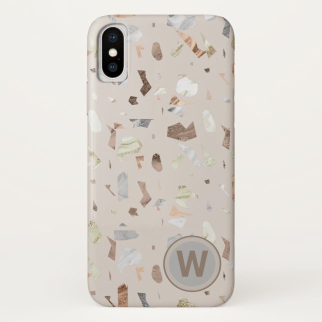 Coques Case-Mate iPhone Tan Italien Terrazzo Carrelage Monogramme (Dos)