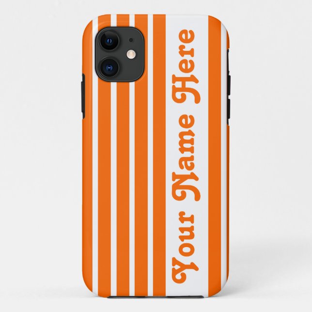 Coques Case-Mate iPhone Tangerine Safari Stripe avec le nom (Dos)