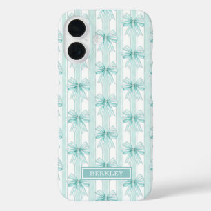 Coque Pour iPhone 16 Tapis de protection à monogramme à rayures avec no