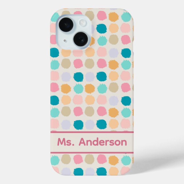 Coques Case-Mate iPhone Tapis personnalisé à points pastel (Verso)