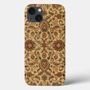 Etui iPhone 13 Tapisserie arabe à fleurs d'or