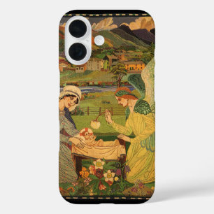 Coque Pour iPhone 16 Tapisserie religieuse vintage avec Bébé Jésus Chri