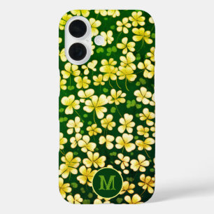 Coque Pour iPhone 16 Tapisserie Shamrock Emeraude : Vert foncé